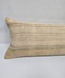 Turkish Lumbar Rug Pillow Cream Brown Gray Cushion Cover Hemp Pillow 14" x 40" #9352