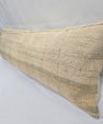 Turkish Lumbar Rug Pillow Cream Brown Gray Cushion Cover Hemp Pillow 14" x 40" #9352