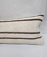Turkish Lumbar Rug Pillow Beige Brown Pink Cushion Cover Hemp Pillow 14" x 40" #9348