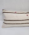 Turkish Lumbar Rug Pillow Beige Brown Pink Cushion Cover Hemp Pillow 14" x 40" #9348