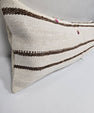 Turkish Lumbar Rug Pillow Beige Brown Pink Cushion Cover Hemp Pillow 14" x 40" #9348
