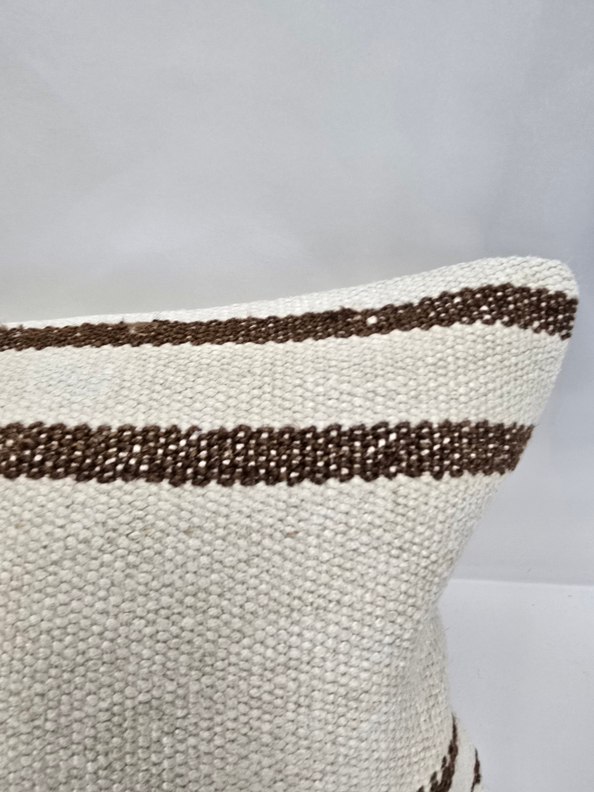Turkish Lumbar Rug Pillow Beige Brown Pink Cushion Cover Hemp Pillow 14" x 40" #9348