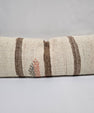 Turkish Lumbar Rug Pillow Beige Brown Gray Cushion Cover Hemp Pillow 14" x 40" #9364