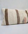 Turkish Lumbar Rug Pillow Beige Brown Gray Cushion Cover Hemp Pillow 14" x 40" #9364