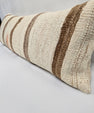 Turkish Lumbar Rug Pillow Beige Brown Gray Cushion Cover Hemp Pillow 14" x 40" #9364