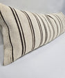 Turkish Lumbar Rug Pillow Beige Brown Black Cushion Cover Hemp Pillow 14" x 40" #9363