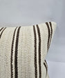 Turkish Lumbar Rug Pillow Beige Brown Black Cushion Cover Hemp Pillow 14" x 40" #9363
