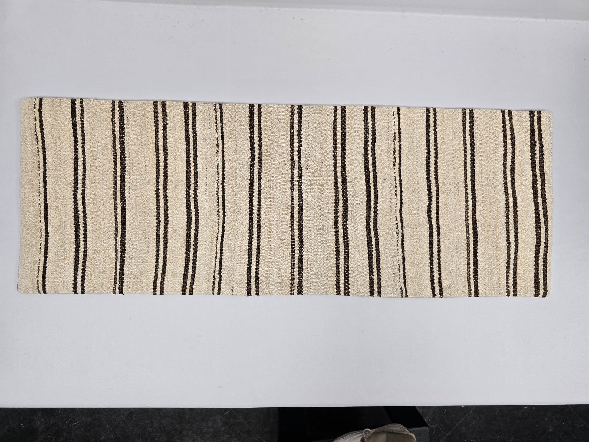 Turkish Lumbar Rug Pillow Beige Brown Black Cushion Cover Hemp Pillow 14" x 40" #9363