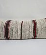 Turkish Lumbar Rug Pillow Beige Red Black Cushion Cover Hemp Pillow 14" x 40" #9362