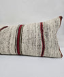 Turkish Lumbar Rug Pillow Beige Red Black Cushion Cover Hemp Pillow 14" x 40" #9362