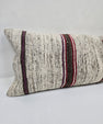 Turkish Lumbar Rug Pillow Beige Red Black Cushion Cover Hemp Pillow 14" x 40" #9362