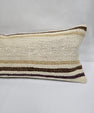 Turkish Lumbar Rug Pillow Beige Brown Purple Cushion Cover Hemp Pillow 14" x 40" #9361