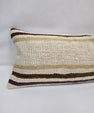 Turkish Lumbar Rug Pillow Beige Brown Purple Cushion Cover Hemp Pillow 14" x 40" #9361