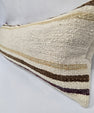 Turkish Lumbar Rug Pillow Beige Brown Purple Cushion Cover Hemp Pillow 14" x 40" #9361