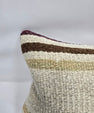 Turkish Lumbar Rug Pillow Beige Brown Purple Cushion Cover Hemp Pillow 14" x 40" #9361