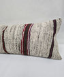 Turkish Lumbar Rug Pillow Beige Black Red Cushion Cover Hemp Pillow 14" x 40" #9360