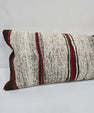Turkish Lumbar Rug Pillow Beige Black Red Cushion Cover Hemp Pillow 14" x 40" #9360