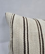 Turkish Lumbar Rug Pillow Beige Black Brown Cushion Cover Hemp Pillow 14" x 40" #9359