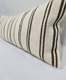 Turkish Lumbar Rug Pillow Beige Black Brown Cushion Cover Hemp Pillow 14" x 40" #9359