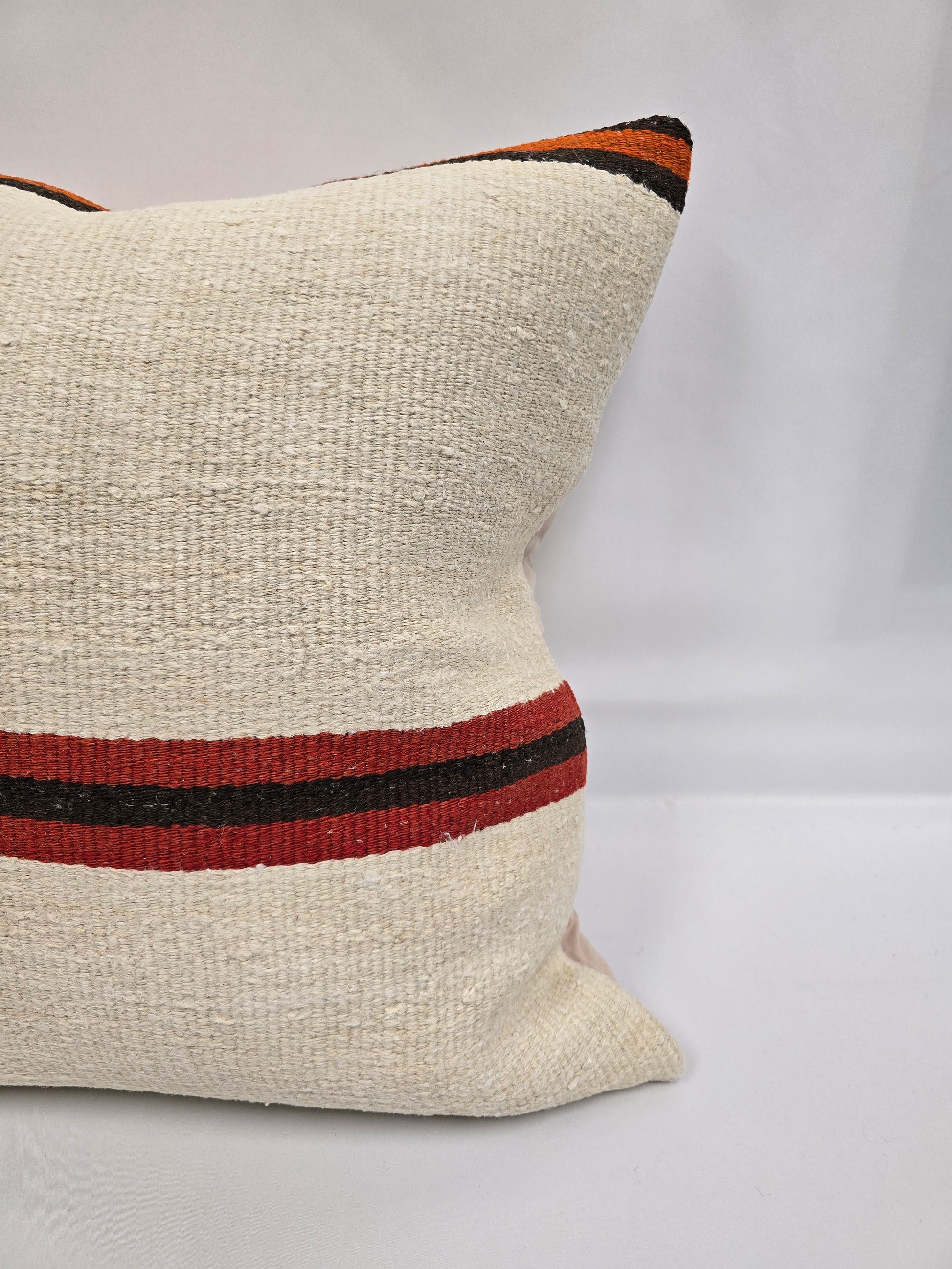 Turkish Hemp Pillow Natural Beige Brown Orange Pillow Cushion Cover 24" x 24" #9294