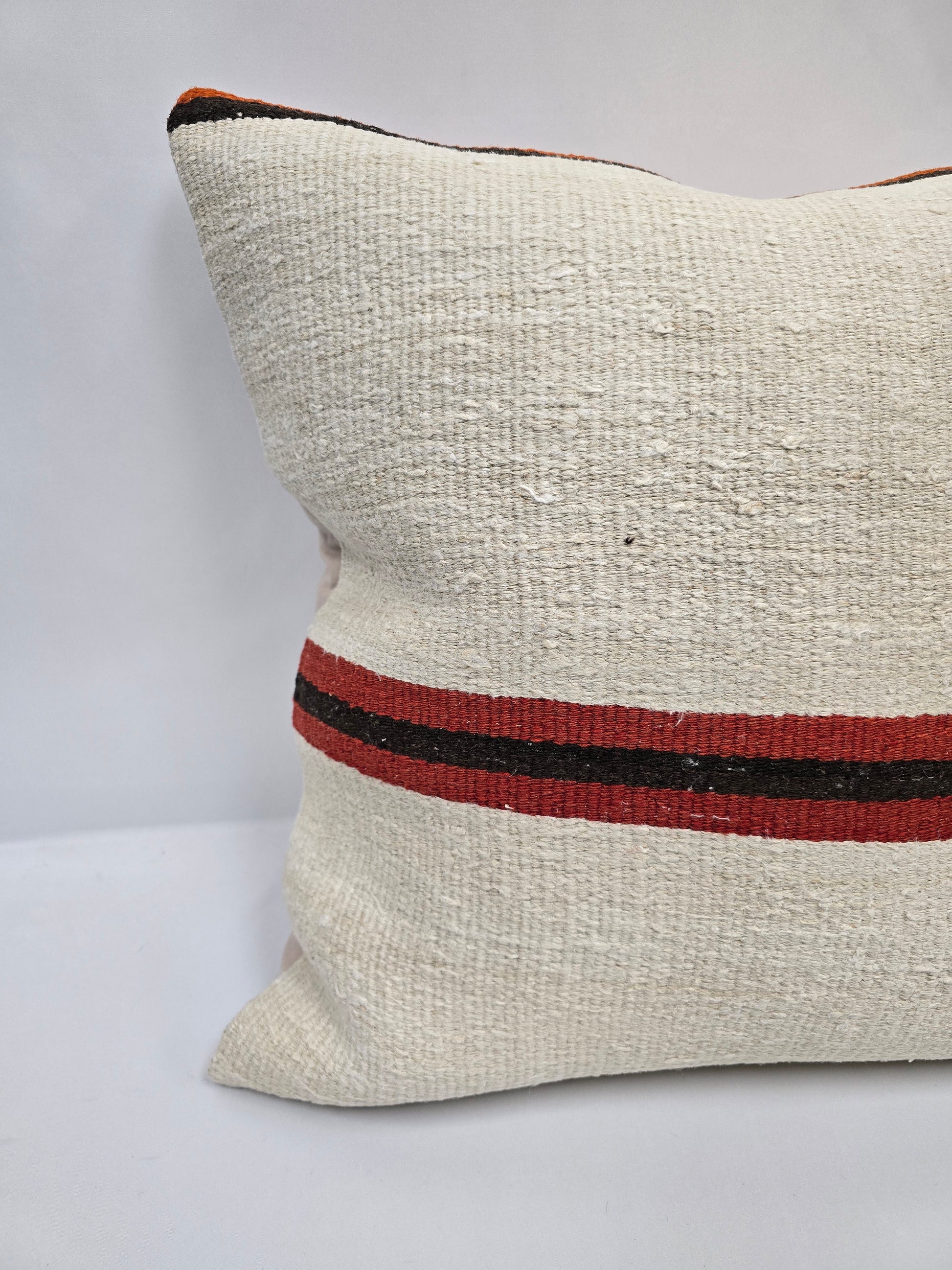 Turkish Hemp Pillow Natural Beige Brown Orange Pillow Cushion Cover 24" x 24" #9294