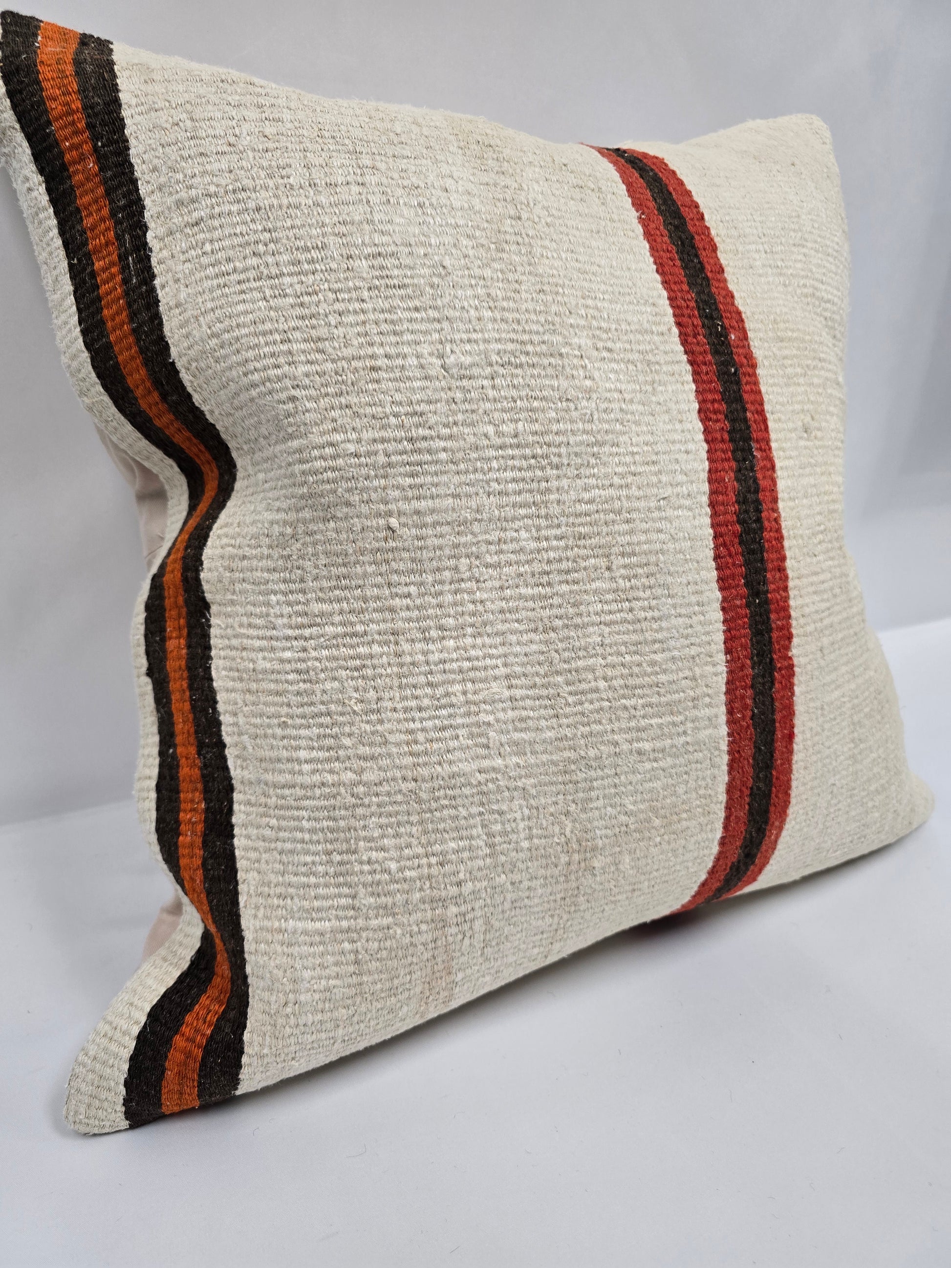Turkish Hemp Pillow Natural Beige Brown Orange Pillow Cushion Cover 24" x 24" #9293