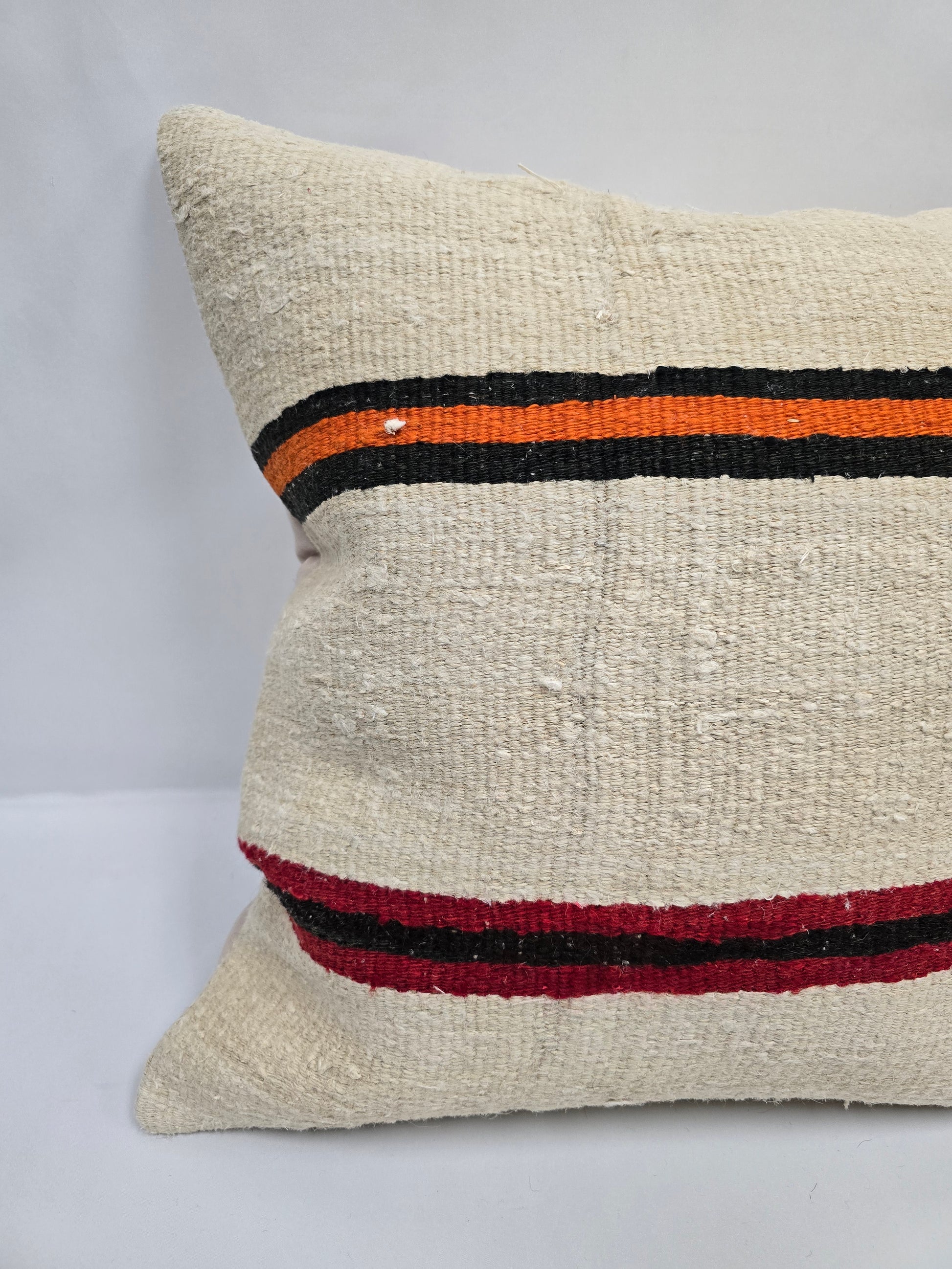 Turkish Hemp Pillow Natural Beige Brown Orange Pillow Cushion Cover 24" x 24" #9292