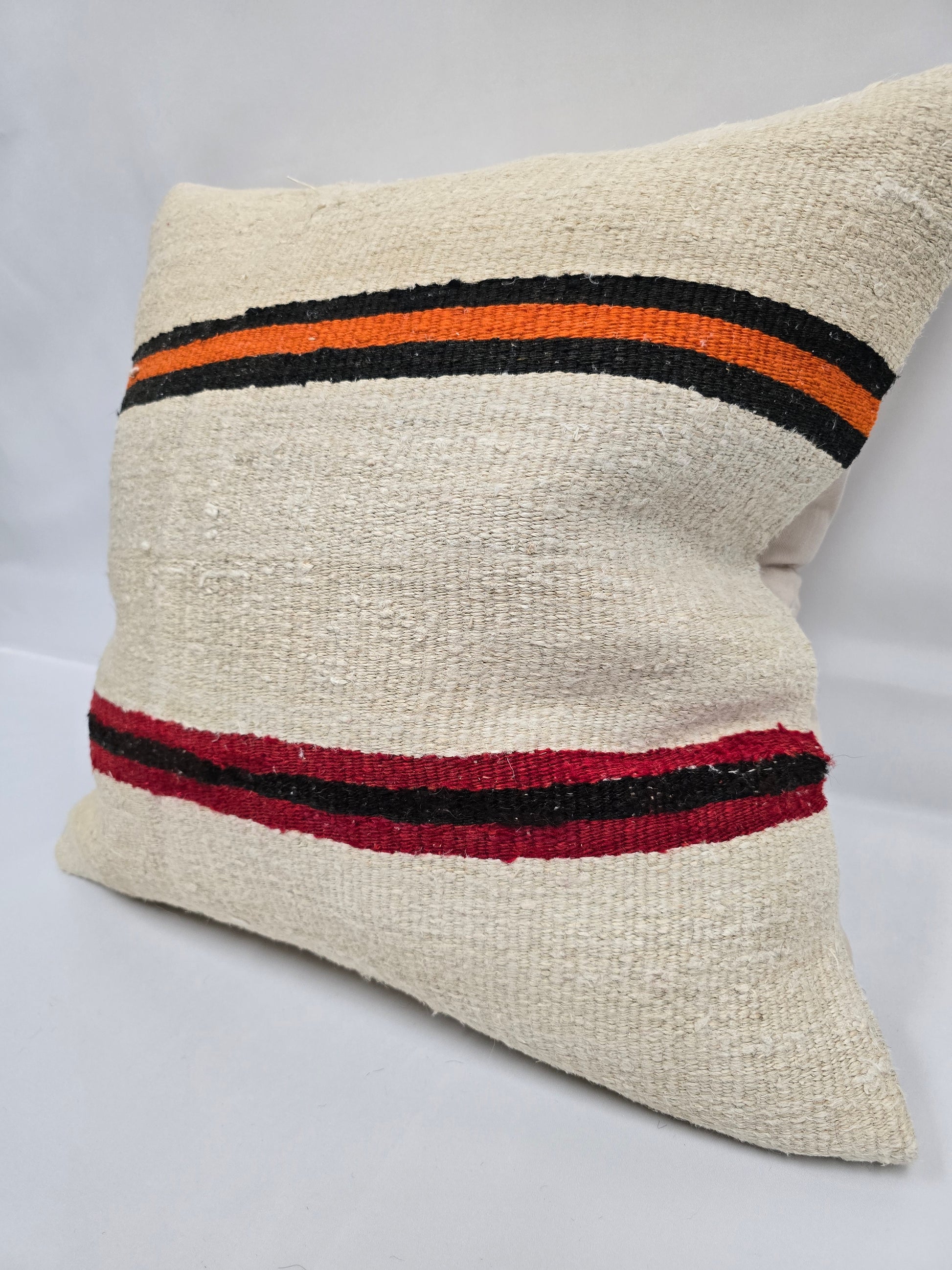 Turkish Hemp Pillow Natural Beige Brown Orange Pillow Cushion Cover 24" x 24" #9292