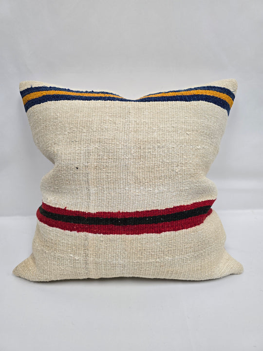 Turkish Hemp Pillow Natural Beige Brown Orange Pillow Cushion Cover 24" x 24" #9291