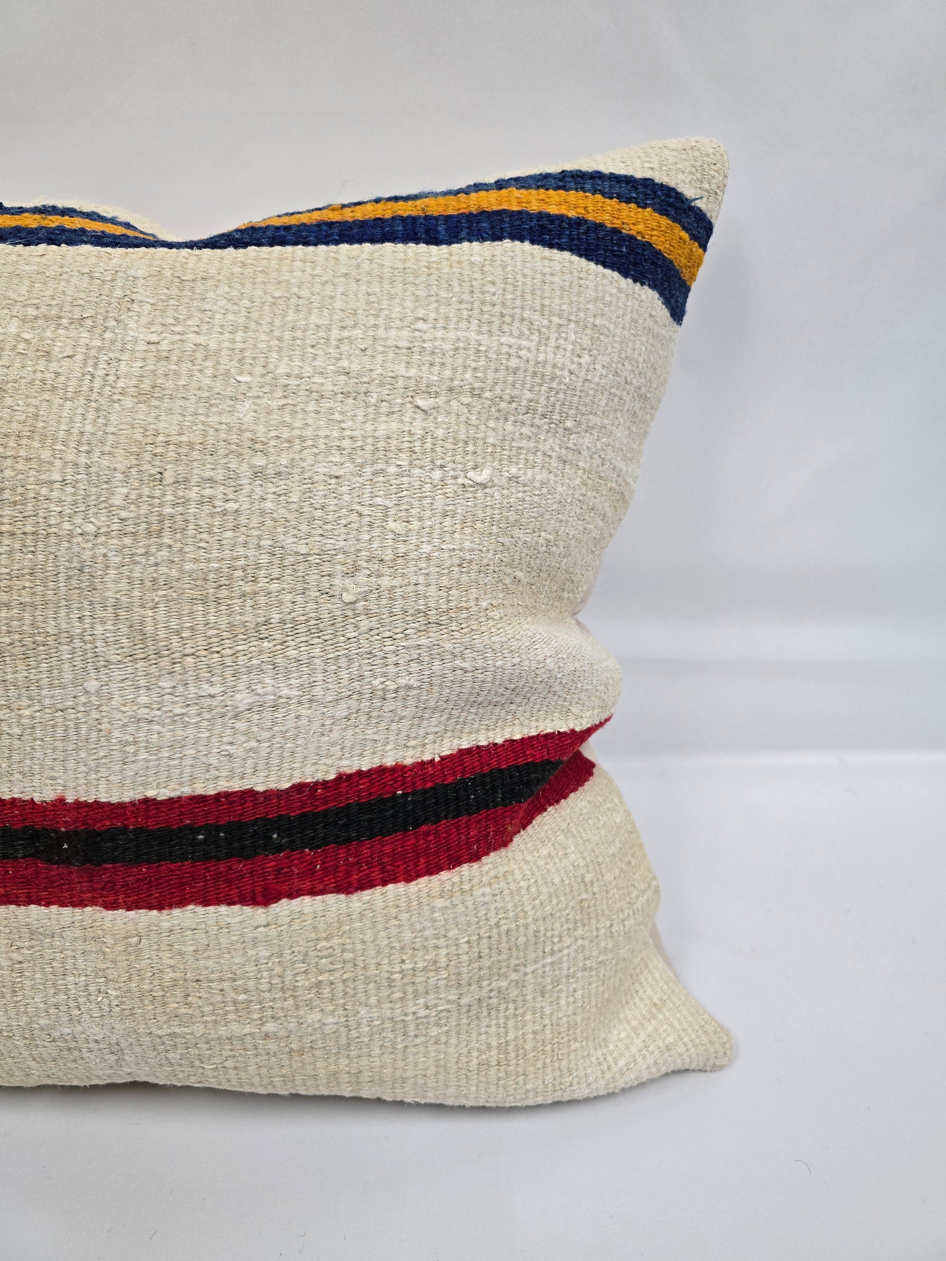 Turkish Hemp Pillow Natural Beige Brown Orange Pillow Cushion Cover 24" x 24" #9291