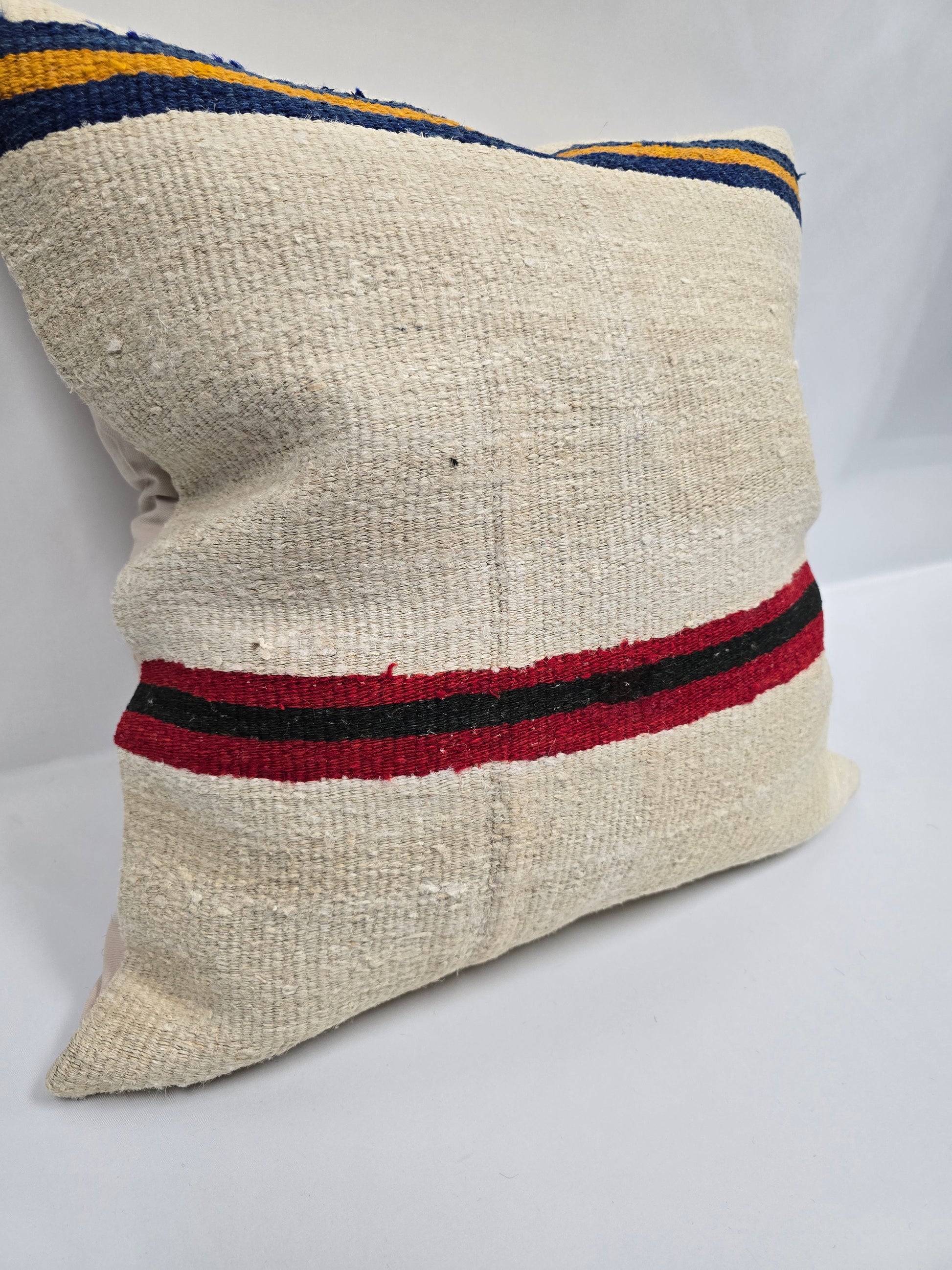 Turkish Hemp Pillow Natural Beige Brown Orange Pillow Cushion Cover 24" x 24" #9291