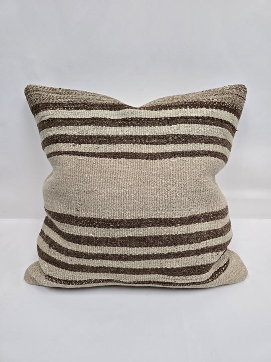 Turkish Hemp Pillow Natural Beige Brown Pillow Cushion Cover 24" x 24" #9289