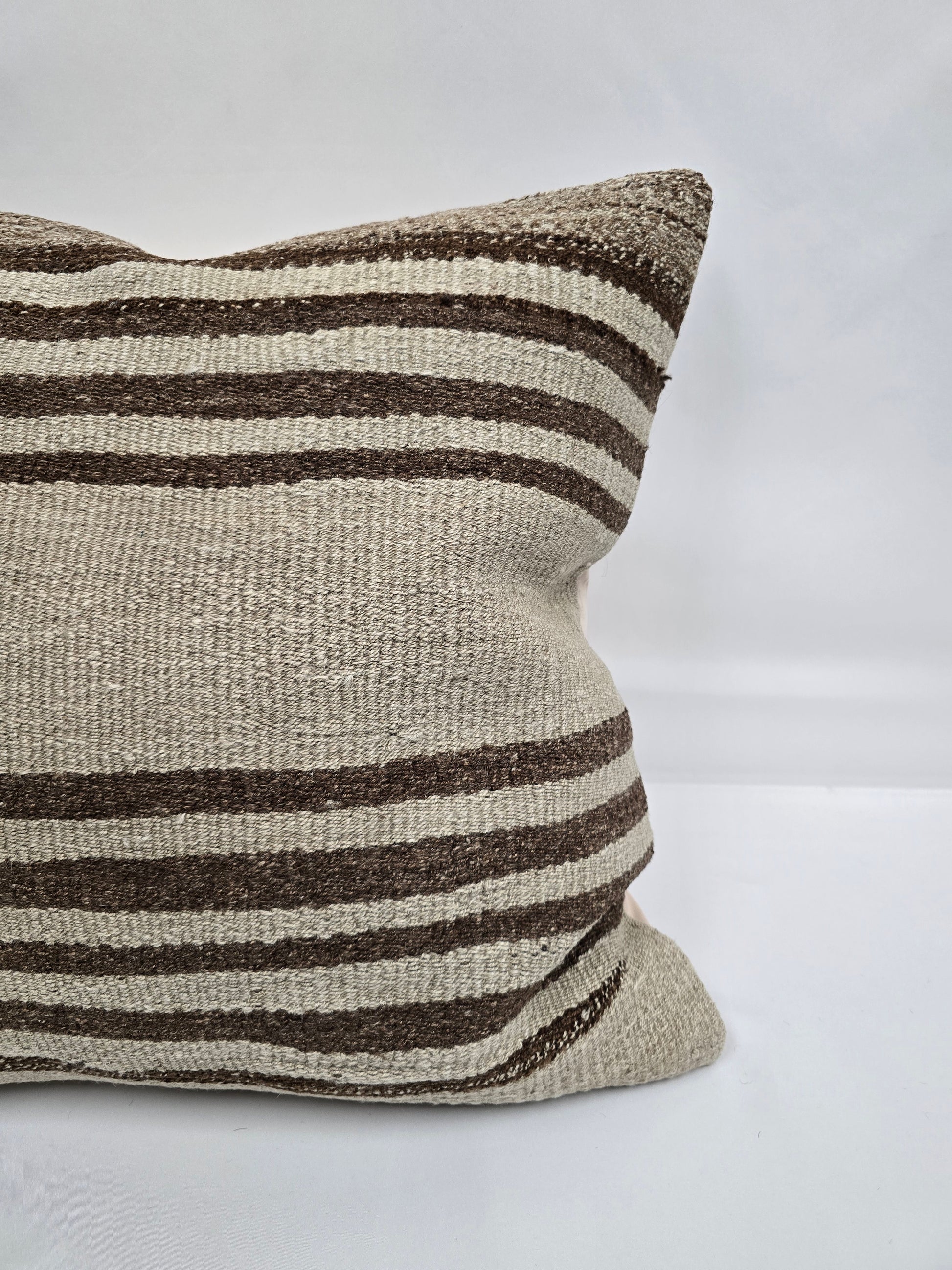 Turkish Hemp Pillow Natural Beige Brown Pillow Cushion Cover 24" x 24" #9289