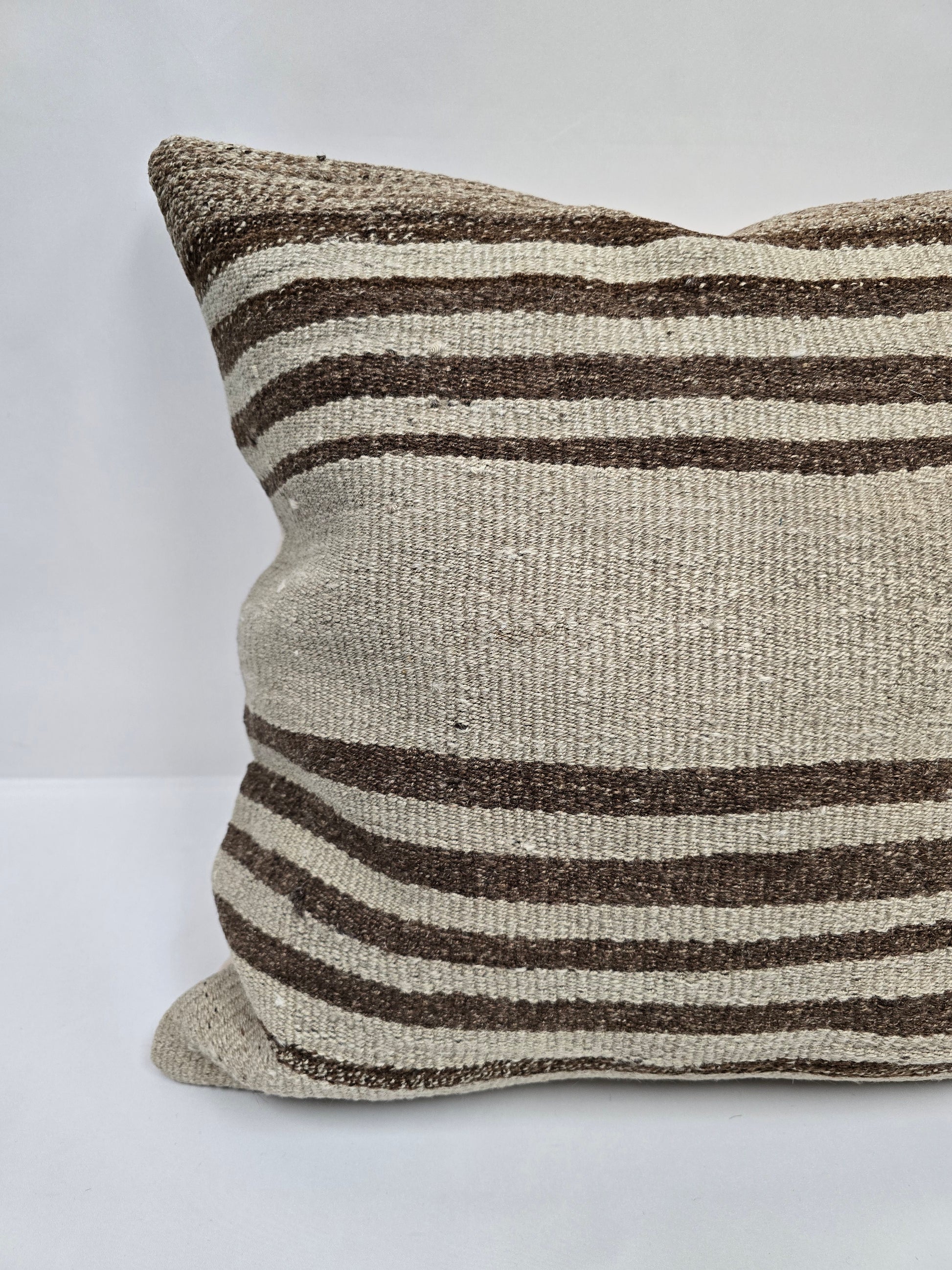 Turkish Hemp Pillow Natural Beige Brown Pillow Cushion Cover 24" x 24" #9289