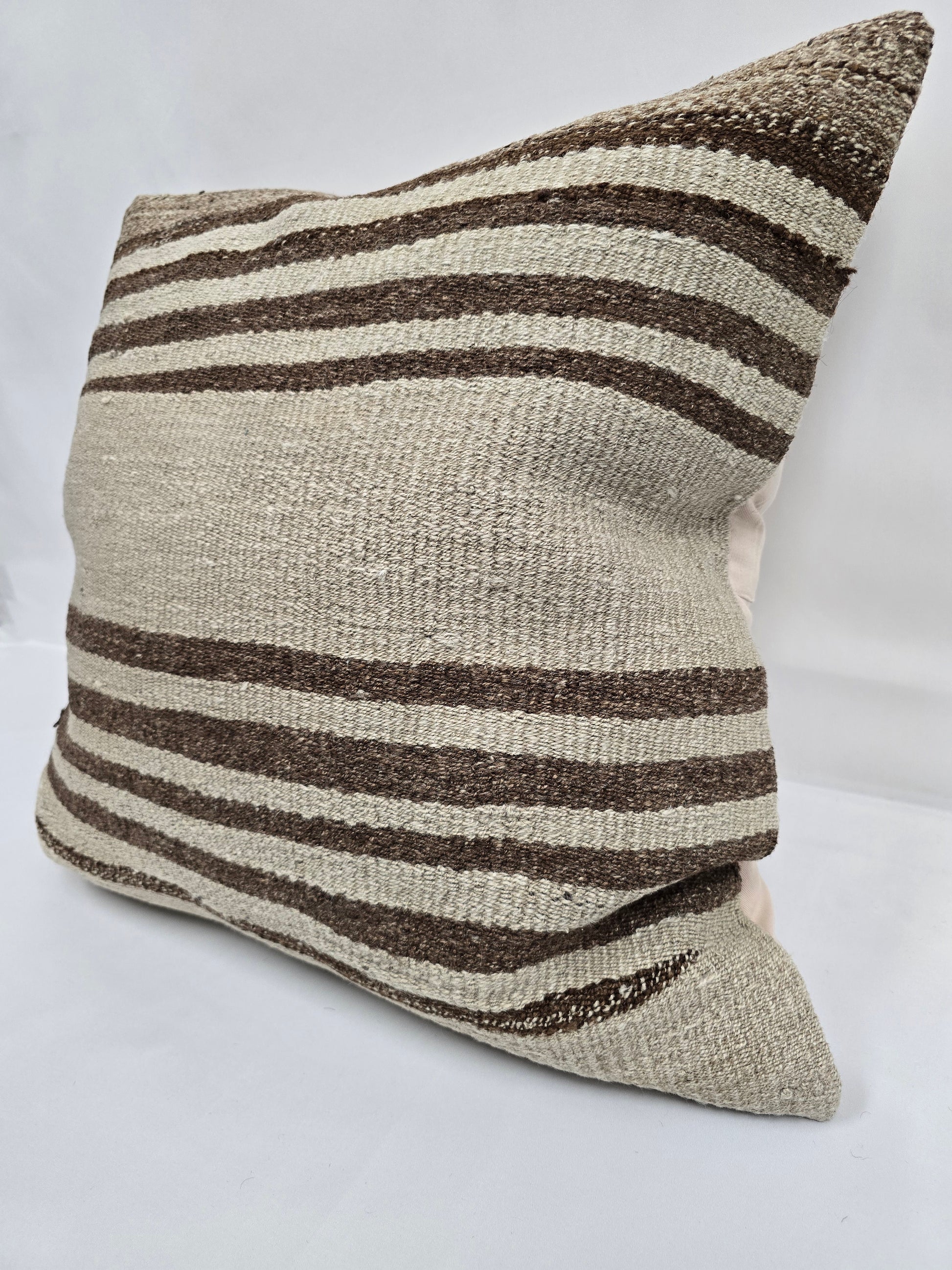 Turkish Hemp Pillow Natural Beige Brown Pillow Cushion Cover 24" x 24" #9289