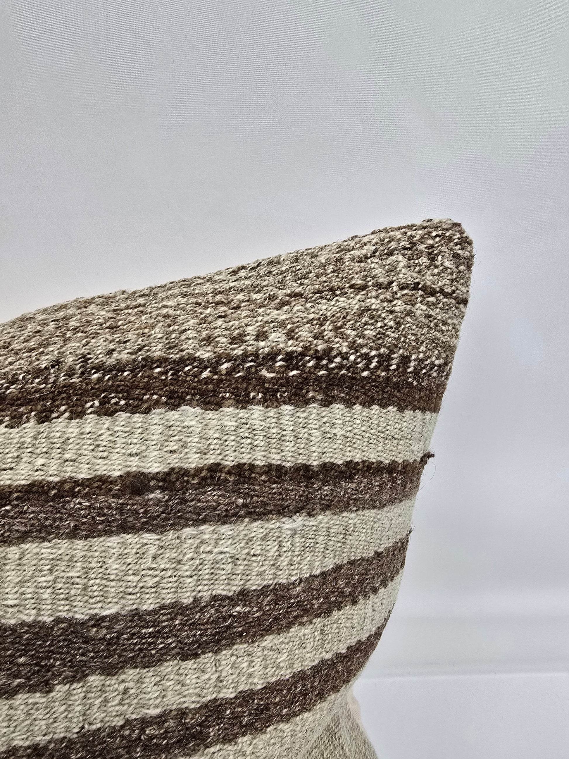 Turkish Hemp Pillow Natural Beige Brown Pillow Cushion Cover 24" x 24" #9289