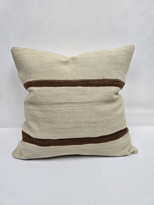 Turkish Hemp Pillow Natural Beige Brown Pillow Cushion Cover 24" x 24" #9287