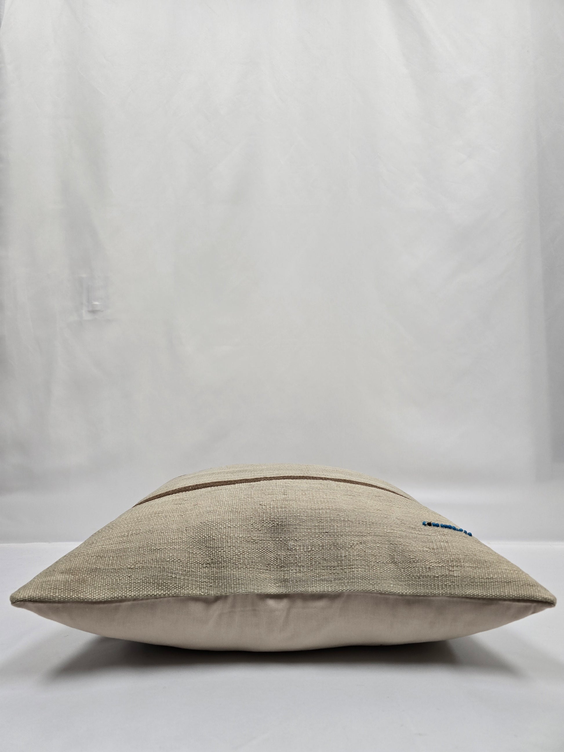 Turkish Hemp Pillow Natural Beige Brown Blue Pillow Cushion Cover 24" x 24" #9285