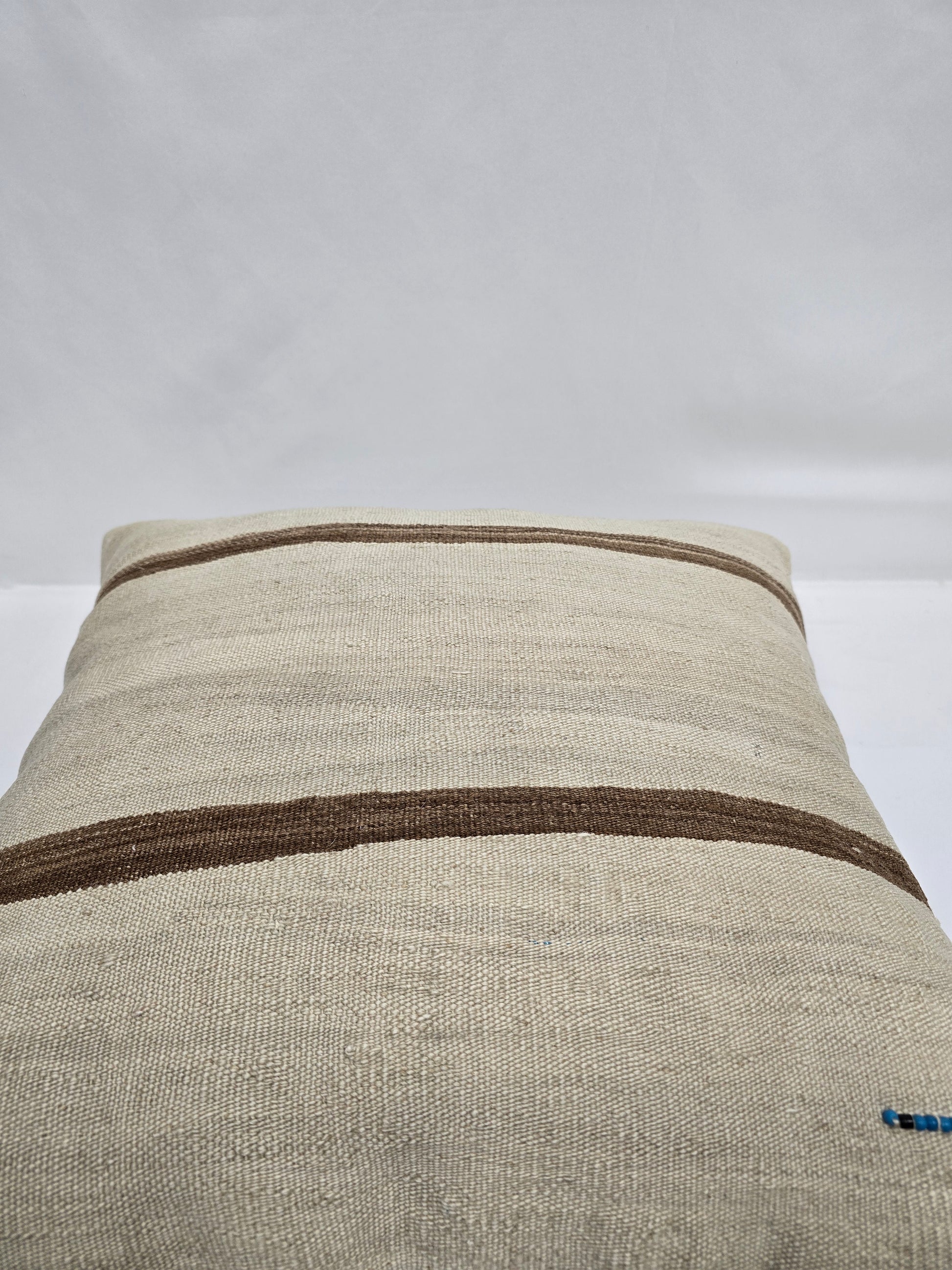 Turkish Hemp Pillow Natural Beige Brown Blue Pillow Cushion Cover 24" x 24" #9285
