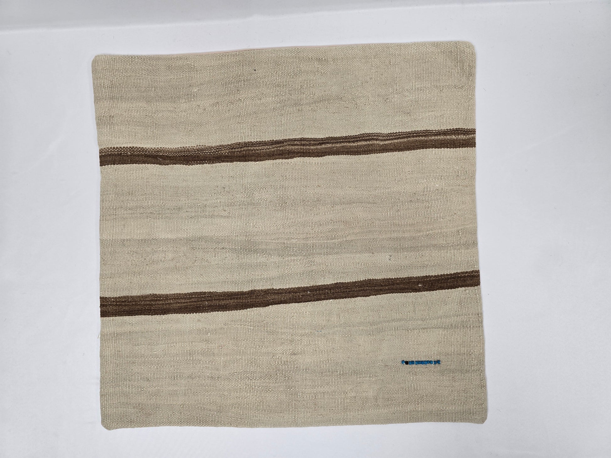 Turkish Hemp Pillow Natural Beige Brown Blue Pillow Cushion Cover 24" x 24" #9285