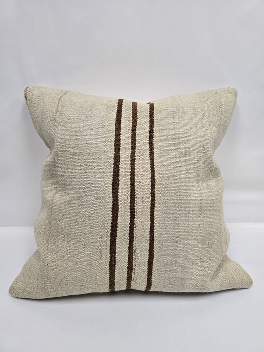 Turkish Hemp Pillow Natural Beige Brown Pillow Cushion Cover 24" x 24" #9284