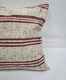 Turkish Hemp Pillow Natural Beige Burgundy Black Pillow Cushion Cover 24" x 24" #9283