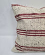 Turkish Hemp Pillow Natural Beige Burgundy Black Pillow Cushion Cover 24" x 24" #9283
