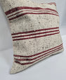 Turkish Hemp Pillow Natural Beige Burgundy Black Pillow Cushion Cover 24" x 24" #9283