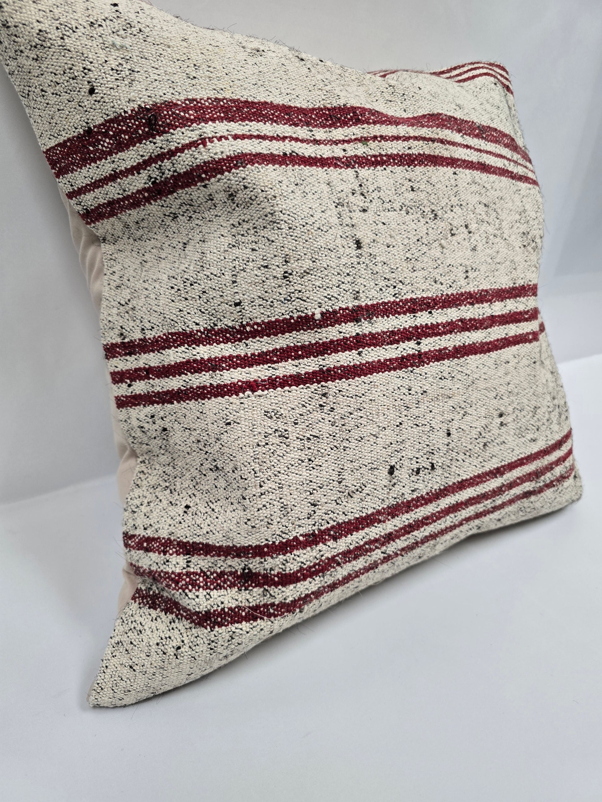 Turkish Hemp Pillow Natural Beige Burgundy Black Pillow Cushion Cover 24" x 24" #9283