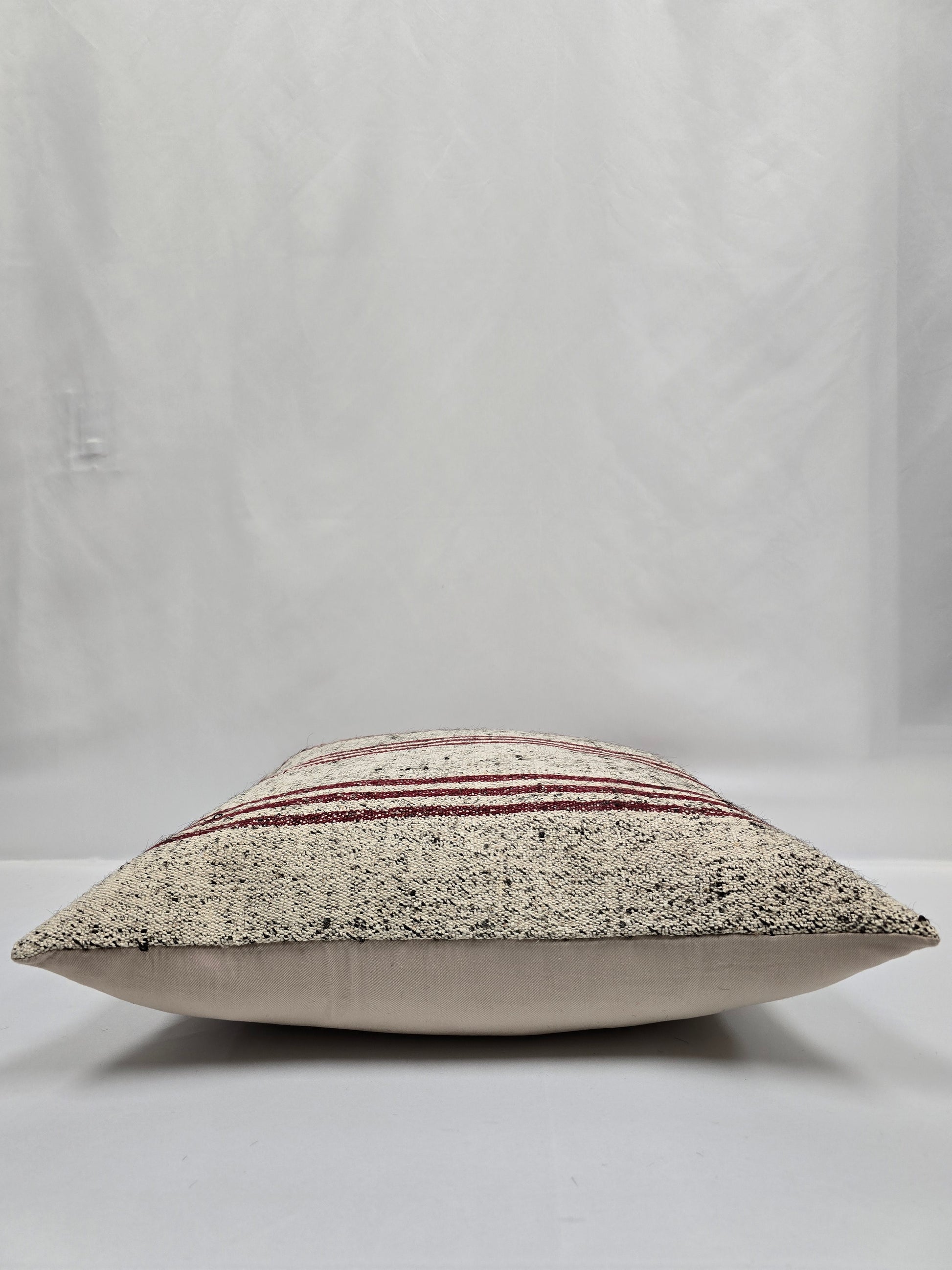Turkish Hemp Pillow Natural Beige Burgundy Black Pillow Cushion Cover 24" x 24" #9283