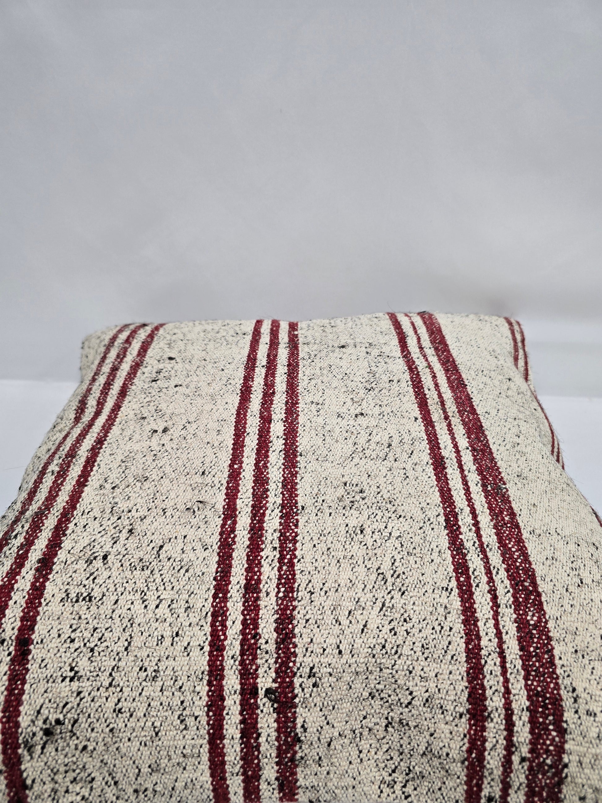 Turkish Hemp Pillow Natural Beige Burgundy Black Pillow Cushion Cover 24" x 24" #9283
