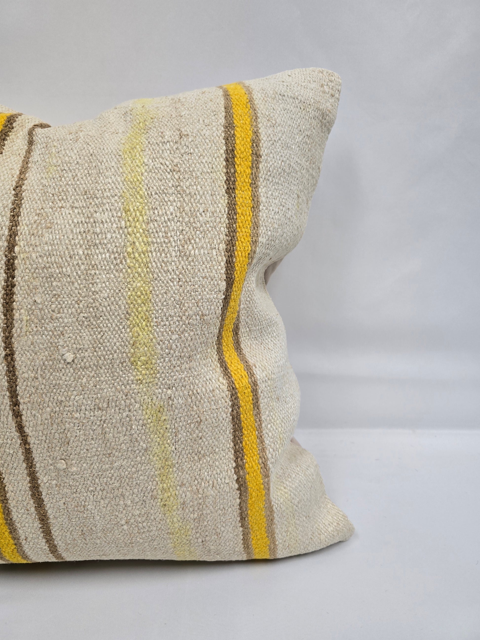 Turkish Hemp Pillow Natural Beige Yellow Brown Pillow Cushion Cover 24" x 24" #9282