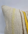 Turkish Hemp Pillow Natural Beige Yellow Brown Pillow Cushion Cover 24" x 24" #9282