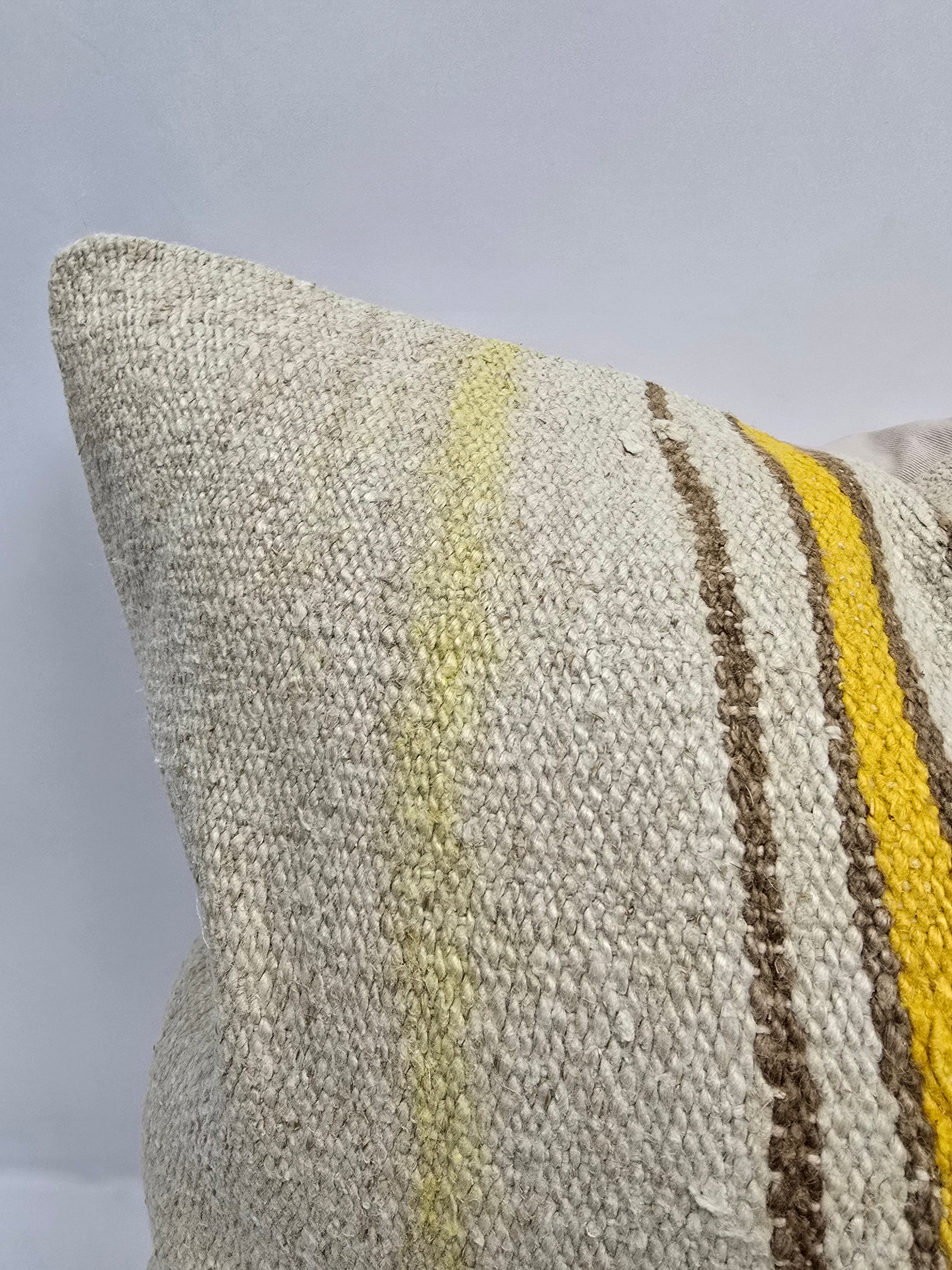 Turkish Hemp Pillow Natural Beige Yellow Brown Pillow Cushion Cover 24" x 24" #9282